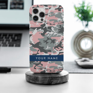 Coque iPhone 15 Pro Max Motif camouflage rose et gris Personnalisez votre