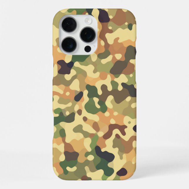 Coque iPhone Motif camouflage - Vert Orange Marron Noir (Verso)