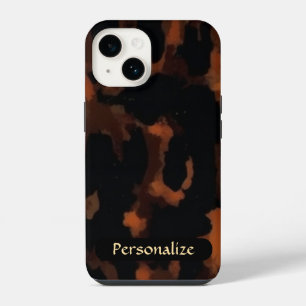Coque Pour iPhone 14 Motif Carapace de Tortue   Brun Noir Élégant Chic