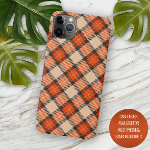 Coque iPhone 16 Pro Max Motif carreaux tartan orange marron citrouille d'a