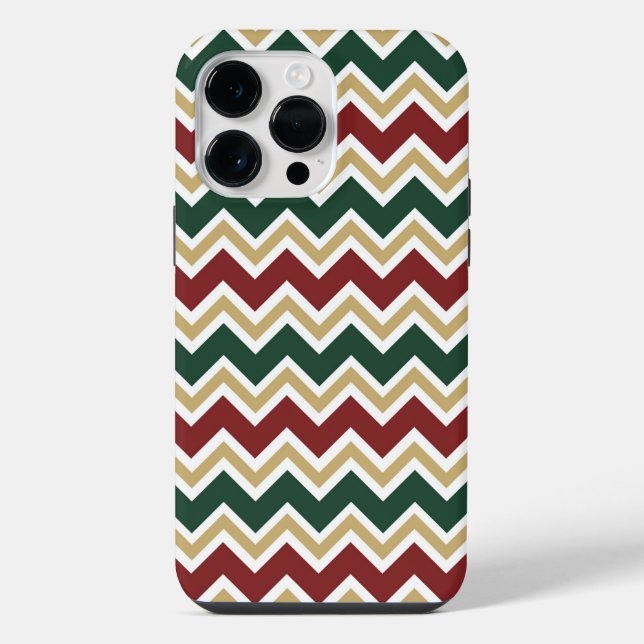 Coque iPhone Motif Chevron Beige Vert Rouge Blanc (Verso)