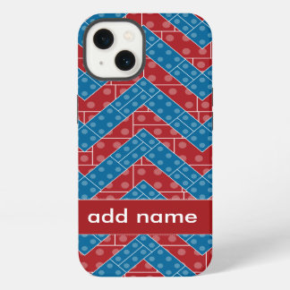 Etui iPhone 13 Motif chevron coloré avec briques rouge bleu