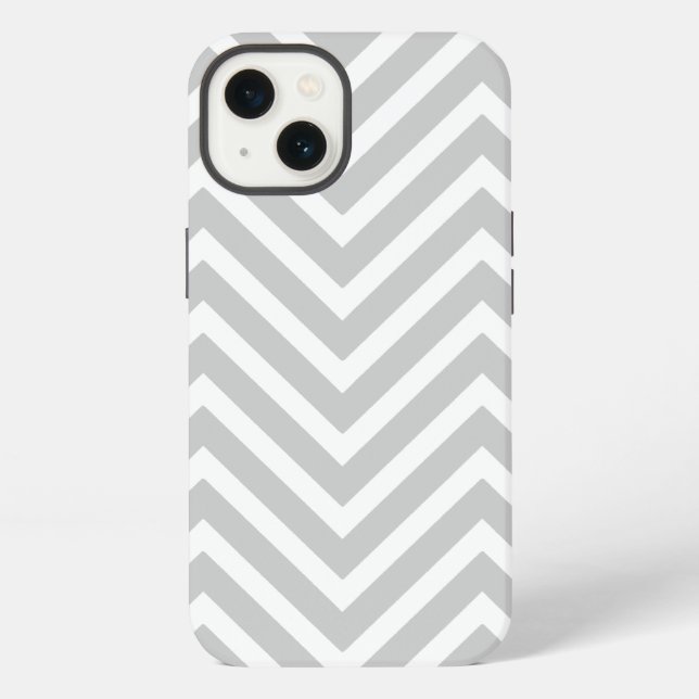 COQUE iPhone MOTIF CHEVRON GRIS BLANC (Verso)