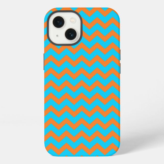 Coque iPhone Motif Chevron Orange Clair et Bleu Sarcelle (Verso)