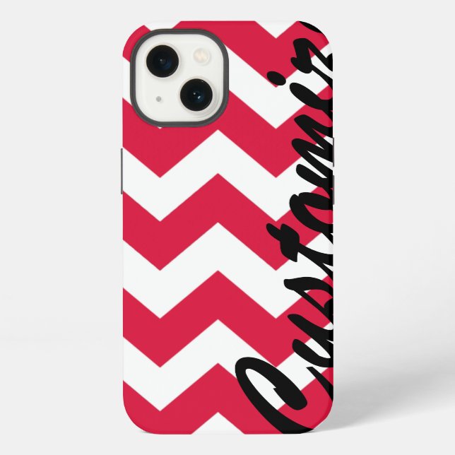 Coque iPhone Motif Chevron Rouge Personnalisé (Verso)