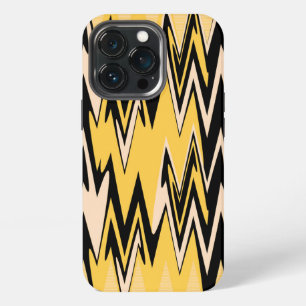 Etui iPhone 13 Pro Motif chevron zigzag jaune et noir