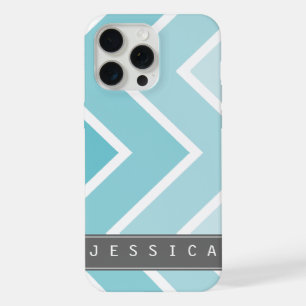Coque iPhone 15 Pro Max Motif Chevrons Zig Zag Ombre Aqua