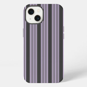 Etui iPhone 13 Motif cinq rayures violet lilas et charbon