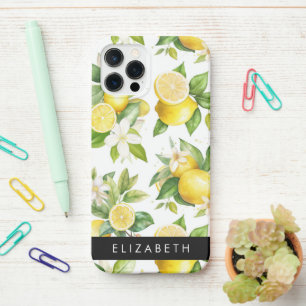 Coque iPhone 12 Pro Motif citron, Fleurs de citron, Feuilles, Votre No