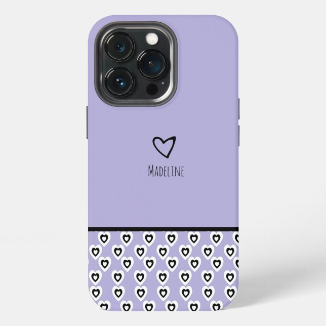 Coque iPhone Motif Cœur Simple Nom Violet  (Dos)