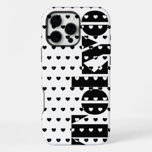 Coque iPhone 16 Pro Max Motif Cœurs Noir Et Blanc De New York