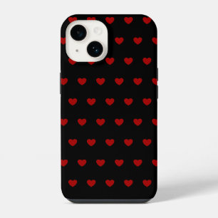 Coque Pour iPhone 14 Motif Cœurs Rouges sur Fond Noir -