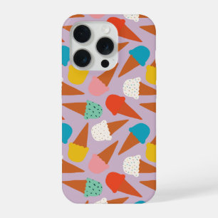 Coque iPhone 15 Pro Motif coloré de cône de glace dessiné à la main