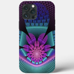 Etui iPhone 13 Pro Max Motif coloré fantaisiste floral fractal inhabituel