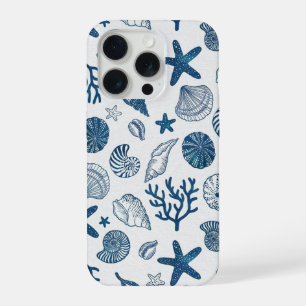 Coque iPhone 15 Pro Motif Coquillage Bleu et Blanc – Océan Côtiers Ae