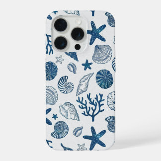 Coque iPhone 15 Pro Motif Coquillage Bleu et Blanc – Océan Côtiers Ae