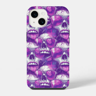 Coque Pour iPhone 14 Motif crâne avec lunettes de soleil violettes