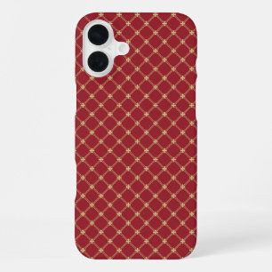 Coque iPhone 16 Plus Motif croisé rouge et or Tudor