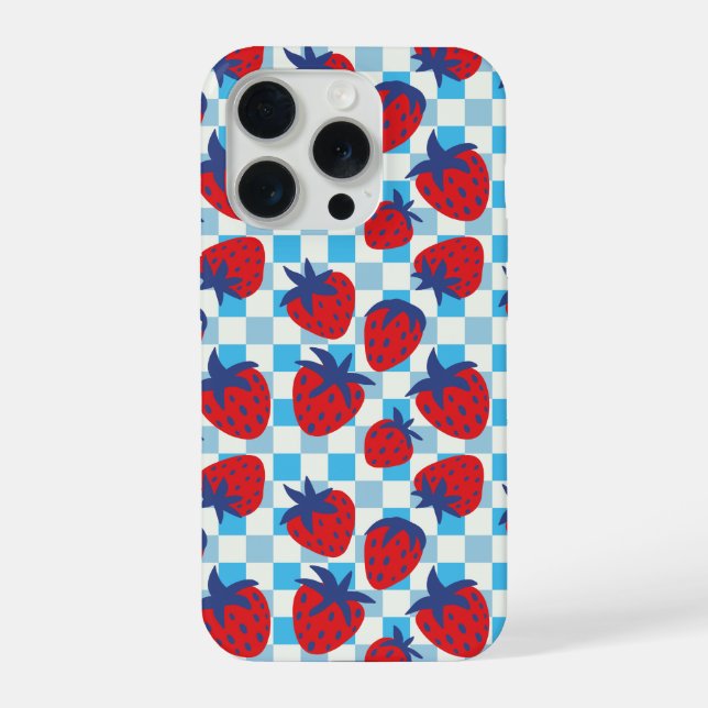 Coque iPhone Motif damier fraise gras (Verso)