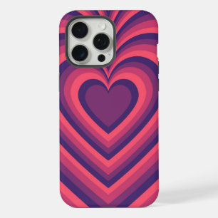 Coque iPhone 15 Pro Max Motif d'amour de cœur hypnotique rouge corail viol