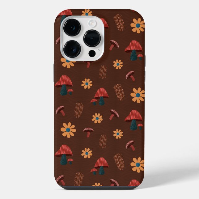 Coque iPhone Motif d'amoureux de la nature des champignons (Bro (Verso)