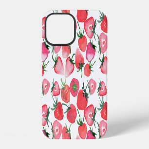 Coque iPhone 12 Motif d'aquarelle aux fraises rouges juteuses