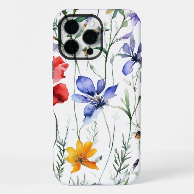 Coque iPhone Motif d'aquarelle florale dynamique (Verso)