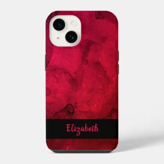 Coque Pour iPhone 14 Motif d'aquarelle rouge élégant personnalisé