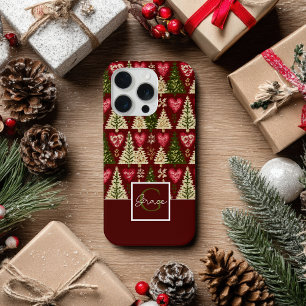 Coque iPhone 15 Pro Motif d'arbre de Noël au tricot mignon