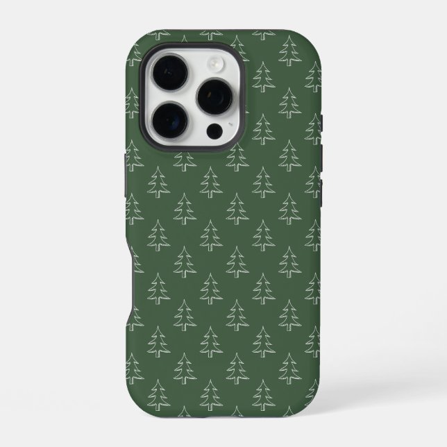 Coque iPhone Motif d'arbre de Noël vert (Verso)