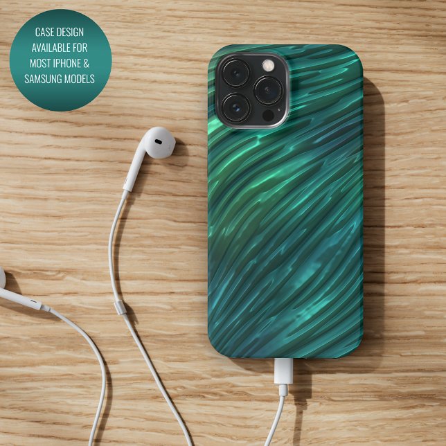 Coque iPhone Motif d'art 3D bleu sarcelle foncé vert funky cool (Créateur téléchargé)