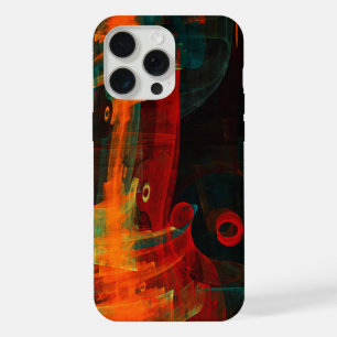 Coque iPhone 15 Pro Max Motif d'art abstrait moderne orange bleu rouge eau