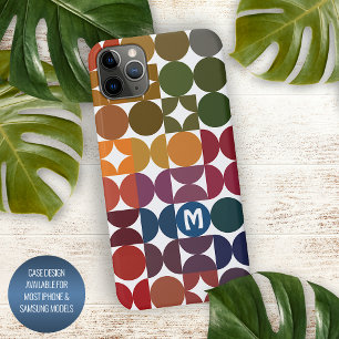 Coque iPhone 15 Pro Max Motif d'art bleu foncé orange rouge vert milieu du