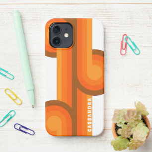 Coque iPhone 12 Motif d'art Brown Jaune Orange