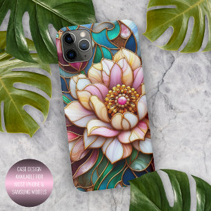 Coque iPhone 16 Pro Max Motif d'art en mosaïque florale en verre coloré un