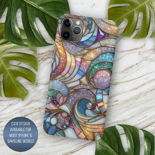 Coque iPhone 16 Pro Max Motif d'art floral en verre teinté abstrait