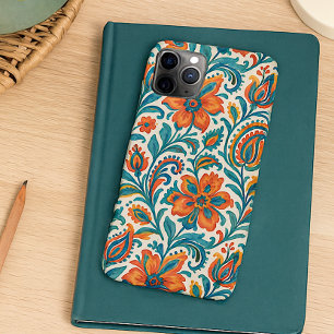 Coque iPhone 16 Pro Max Motif d'art floral paisley coloré ethnique élégant