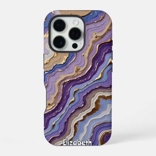 Coque iPhone Motif d'art fluide géode abstrait (Verso)