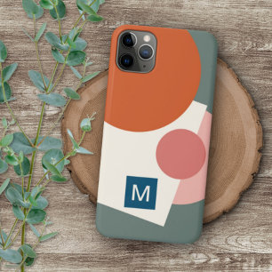 Coque iPhone 16 Pro Max Motif d'art Mauve Rose Orange Vert Sauge Rétro