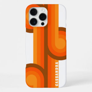 Coque iPhone 16 Pro Max Motif d'art milieu du siècle jaune orange marron