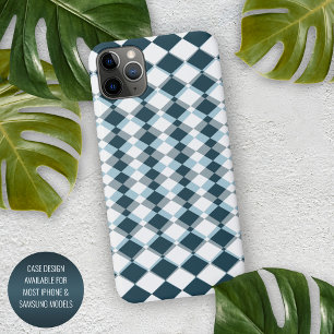 Coque iPhone 16 Pro Max Motif d'art mosaïque de carrés gris bleu sarcelle