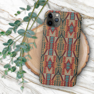 Coque iPhone 16 Pro Max Motif d'art mosaïque turquoise sarcelle orange rou
