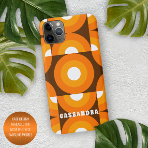 Coque iPhone 16 Pro Max Motif d'art rétro milieu du siècle jaune orange ma
