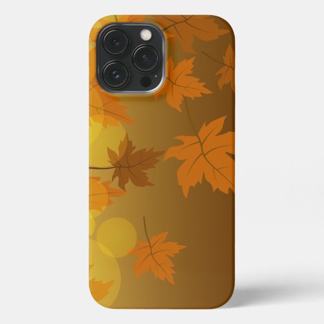 Coque iPhone Motif d'automne avec feuilles d'érable en chute et (Verso)