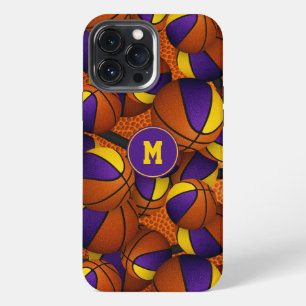 Etui iPhone 13 Pro Max Motif de ballons de basket aux couleurs de l'équip