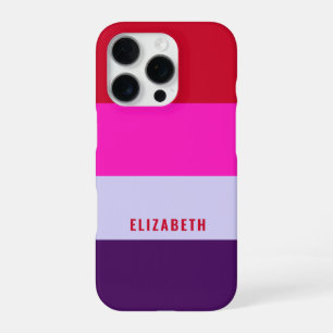 Coque iPhone 16 Pro Motif de bandes rouge, rose et violet