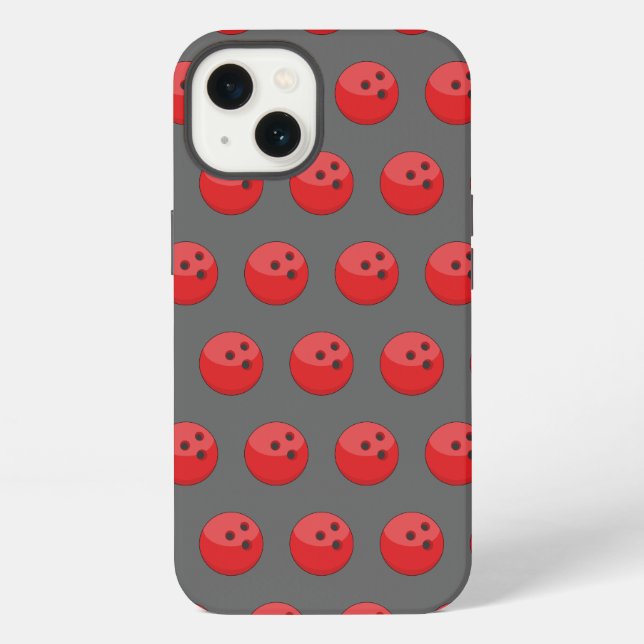 Coque iPhone Motif de boule de bowling rouge (Verso)