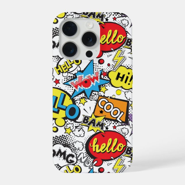 Coque iPhone Motif de bulle de dialogue d'art pop de bande dess (Verso)