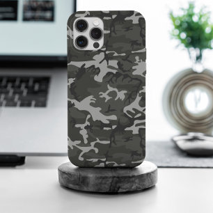Coque iPhone 15 Pro Max Motif de Camouflage gris, Motif militaire, Armée