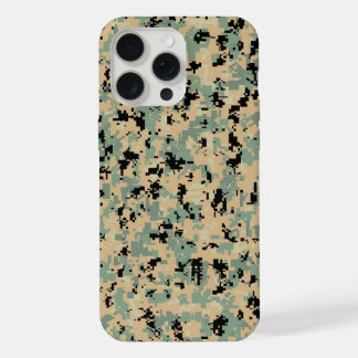 Coque iPhone 15 Pro Max Motif de camouflage numérique – Tan-Green SM